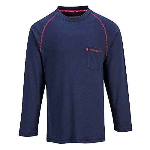 Portwest fr01narl Bizflame feuerbeständig Rundhalsausschnitt Shirt, Regular, Größe: Large, marineblau von Portwest