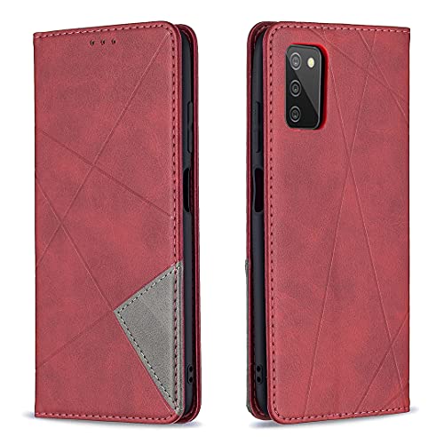 Posanter Kompatibel mit Samsung Galaxy A02S Hülle, Handyhülle Samsung A02S, PU Leder Brieftasche Klappbar Handytasche Schutzhülle Klapphülle (Rot) von Posanter