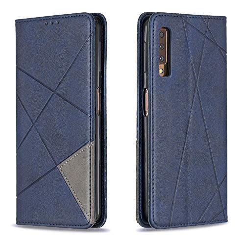 Posanter Kompatibel mit Samsung Galaxy A7 2018 / A750 Hülle, Leder Brieftasche Flip Handytasche Schutzhülle Klapphülle, 360 Grad TPU Stoßfest Hülle mit [Magnetisch, Kartenfach, Standfunktion] (Blau) von Posanter