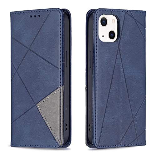 Posanter Kompatibel mit iPhone 13 Hülle (6,1 Zoll), Leder Brieftasche Flip Handytasche Schutzhülle Klapphülle, 360 Grad TPU Stoßfest Hülle mit [Magnetisch, Kartenfach, Standfunktion] (Blau) von Posanter