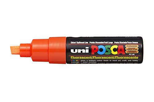 Uni Posca Marker PC-8K Lack Füller aus Glas mit Schrägkeilspitze 8,00 mm leuchtorange von Posca