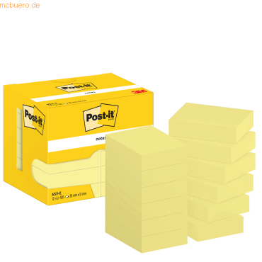 Post-it Haftnotiz Notes 653E 38x51mm gelb 12x100 Blatt Post-it Haftnotiz Notes 653E 38x51mm gelb 12x100 Blatt von Post-It