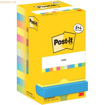 Post-it Haftnotiz Notes Energetic Collection 76x76mm 100 Blatt sortier von Post-It