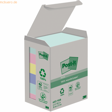 Post-it Haftnotiz Recycling Notes 51x38mm 100 Blatt mint, flamingopink Post-it Haftnotiz Recycling Notes 51x38mm 100 Blatt mint, flamingopink von Post-It