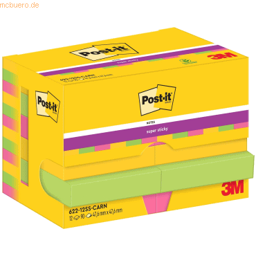 Post-it Haftnotiz Super Sticky Notes Carnival Collection 48x48mm 90 Bl von Post-It