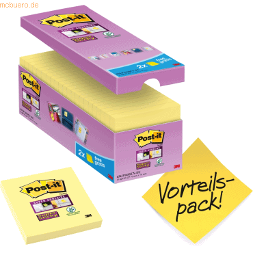 Post-it Haftnotiz Super Sticky Notes Promotion 76x76mm 90 Blatt gelb V von Post-It