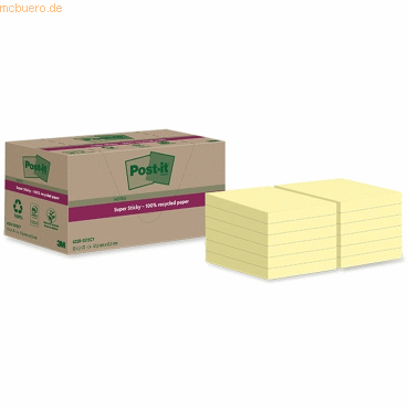 Post-it Haftnotiz Super Sticky Recycling Notes 47,6x47,6mm 70 Blatt ge von Post-It