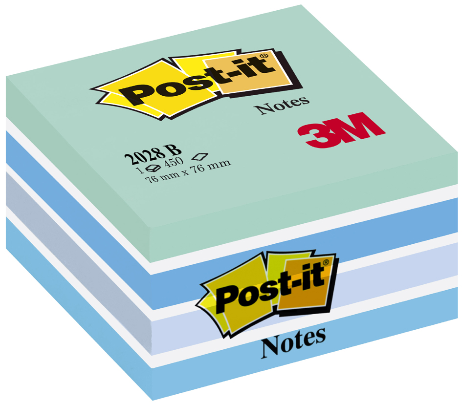 Post-it Haftnotiz-Würfel, 76 x 76 mm, Pastell-Blautöne von Post-It