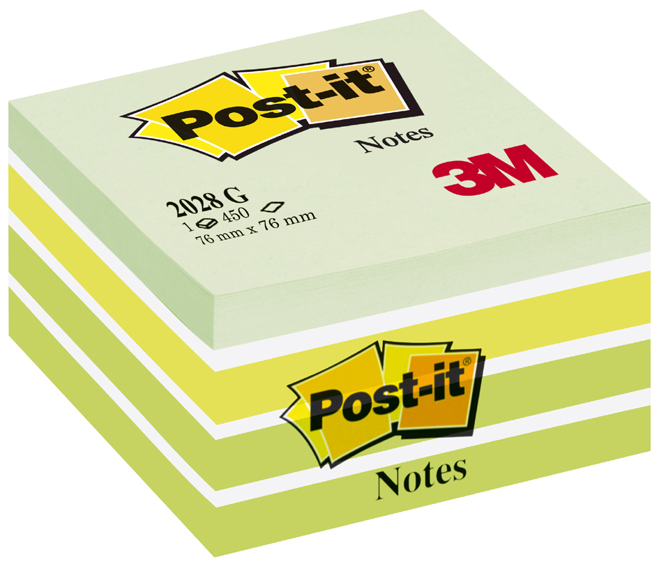 Post-it Haftnotiz-Würfel, 76 x 76 mm, Pastell-Grüntöne von Post-It