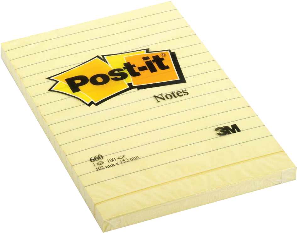 Post-it Haftnotizen, 102 x 152 mm, liniert, gelb von Post-It
