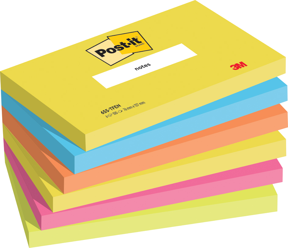 Post-it Haftnotizen Notes, 127 x 76 mm, Energetic Collection von Post-It