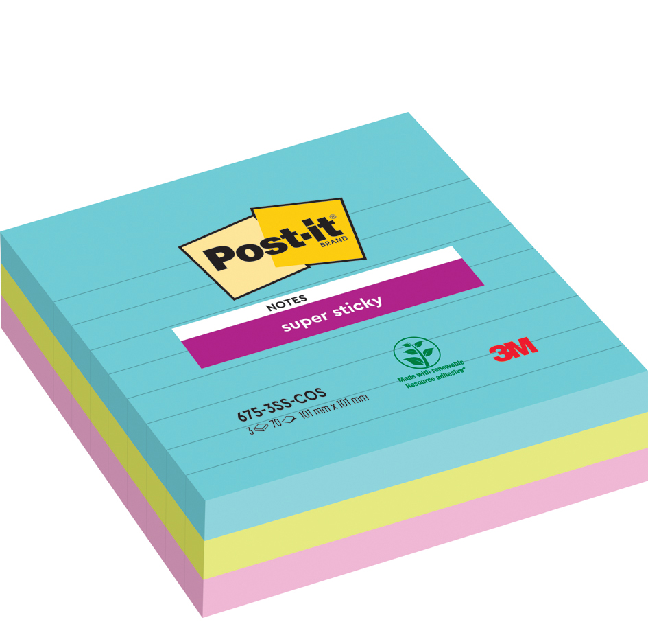 Post-it Haftnotizen Super Sticky Notes, 101 x 101mm, liniert von Post-It