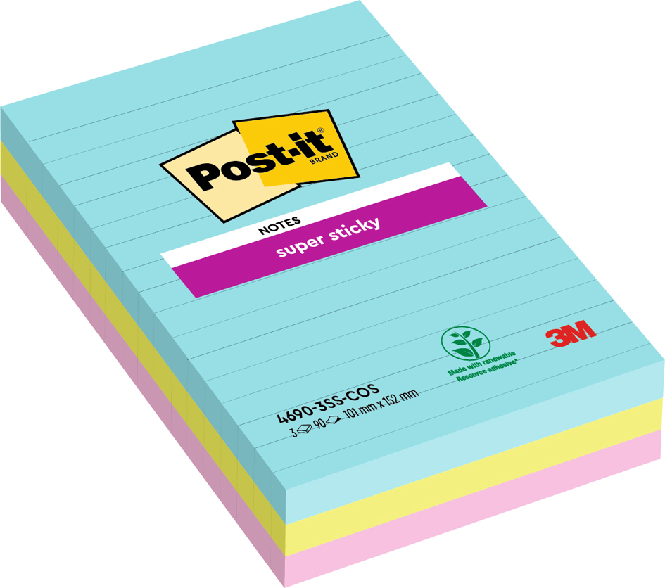 Post-it Haftnotizen Super Sticky Notes, 101 x 152 mm, Cosmic von Post-It