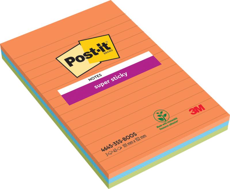 Post-it Haftnotizen Super Sticky Notes, 101 x 152mm, liniert von Post-It