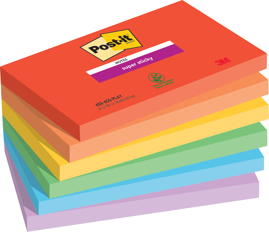 Post-it Haftnotizen Super Sticky Notes, 127 x 76 mm, Playful Post-it Haftnotizen Super Sticky Notes, 127 x 76 mm, Playful von Post-It