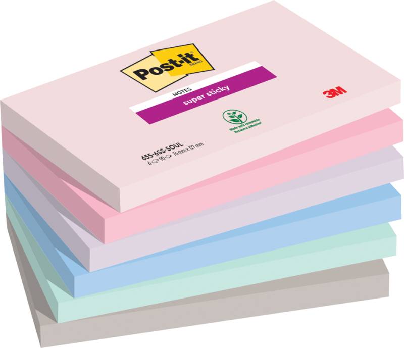 Post-it Haftnotizen Super Sticky Notes, 127 x 76 mm, Soulful von Post-It