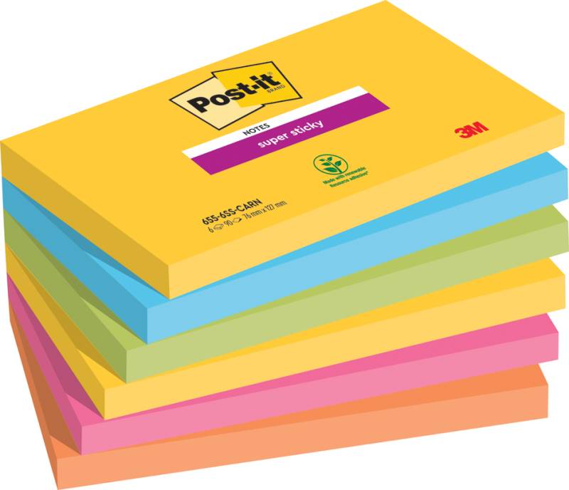 Post-it Haftnotizen Super Sticky Notes, 127x76 mm, Carnival von Post-It