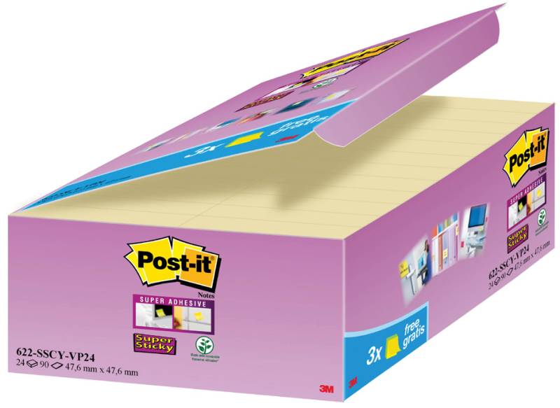 Post-it Haftnotizen Super Sticky Notes, 48 x 48 mm, gelb von Post-It