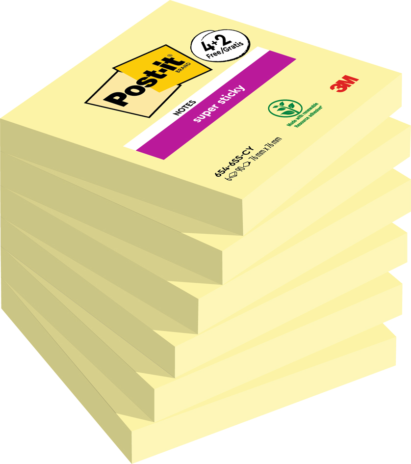 Post-it Haftnotizen Super Sticky Notes, 76 x 76 mm, 4+2 Post-it Haftnotizen Super Sticky Notes, 76 x 76 mm, 4+2 von Post-It