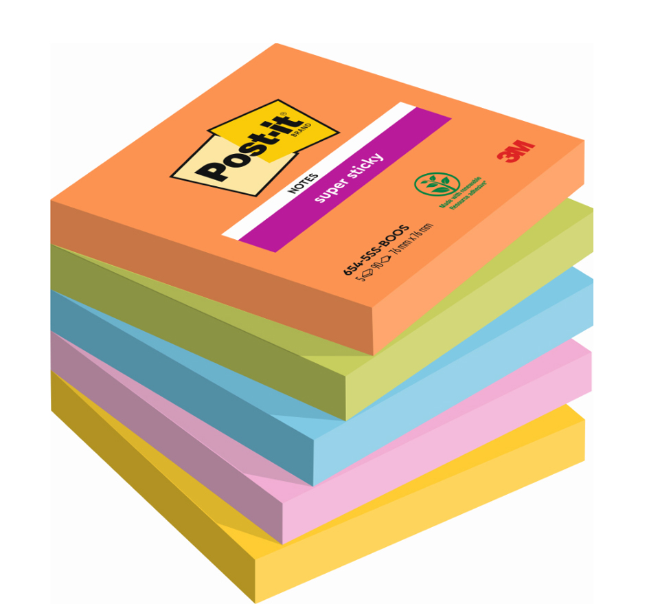 Post-it Haftnotizen Super Sticky Notes, 76 x 76 mm, Boost von Post-It