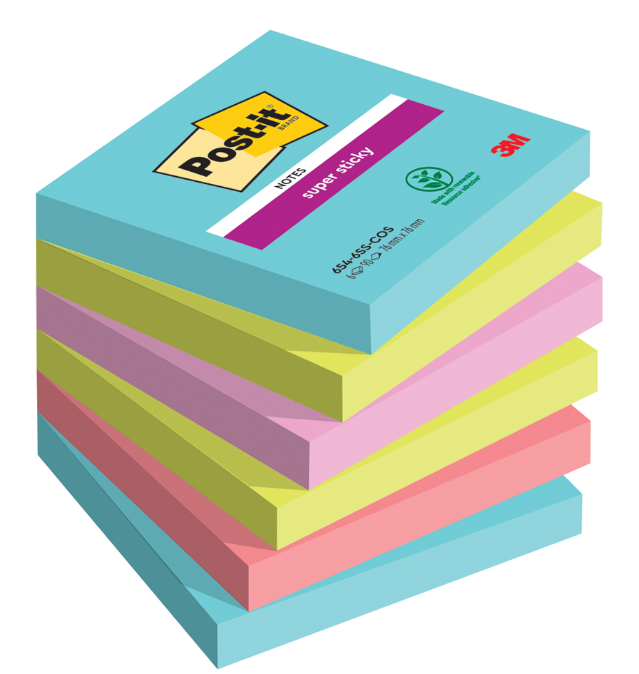 Post-it Haftnotizen Super Sticky Notes, 76 x 76 mm, Cosmic von Post-It