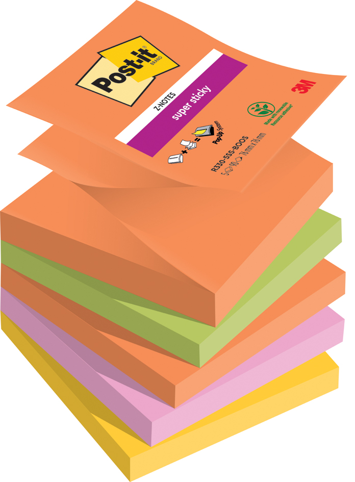 Post-it Haftnotizen Super Sticky Z-Notes, 76 x 76 mm, Boost von Post-It