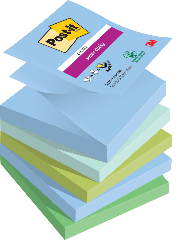 Post-it Haftnotizen Super Sticky Z-Notes, 76 x 76 mm, Oasis von Post-It