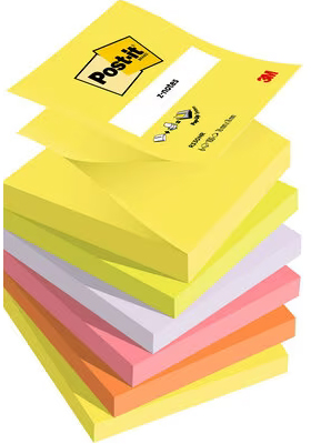 Post-it Haftnotizen Z-Notes, 76 x 76 mm, 6-farbig von Post-It