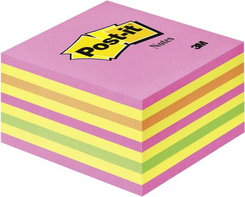 Post-it Haftnotizwürfel 2028NP 76mm x 45mm Neonpink, Neongrün, Rosa, Gelb 450 Blatt von Post-It