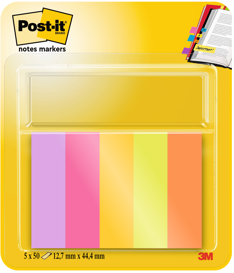 Post-it Haftstreifen Page Marker, 12,7 x 44,4 mm, Energetic von Post-It