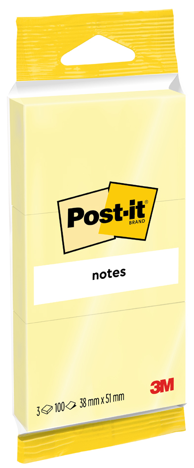 Post-it Notes Haftnotizen, 38 x 51 mm, gelb, Blister von Post-It