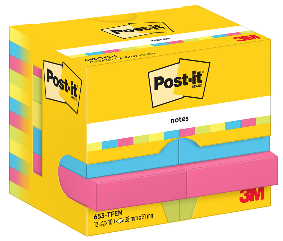 Post-it Notes Haftnotizen, 51 x 38 mm, Energetic Collection von Post-It