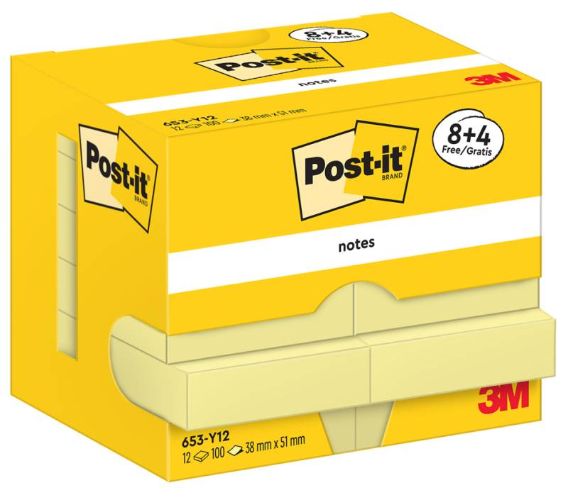Post-it Notes Haftnotizen, 51 x 38 mm, gelb von Post-It