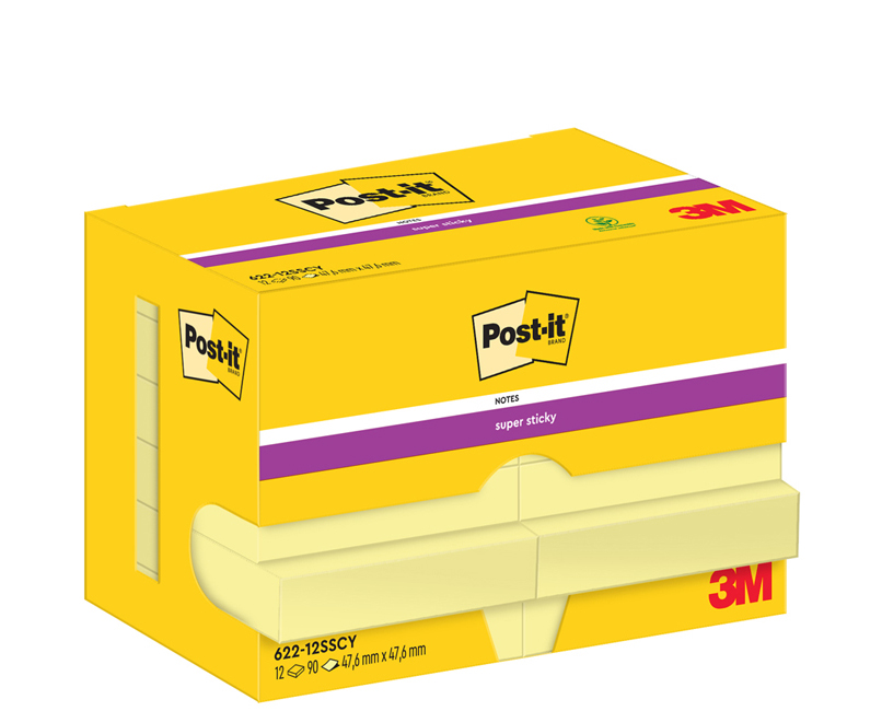 Post-it Super Sticky Notes Haftnotizen, 47,6 x 47,6 mm, gelb von Post-It