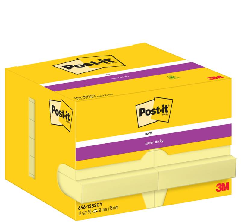 Post-it Super Sticky Notes Haftnotizen, 51 x 76 mm, gelb von Post-It