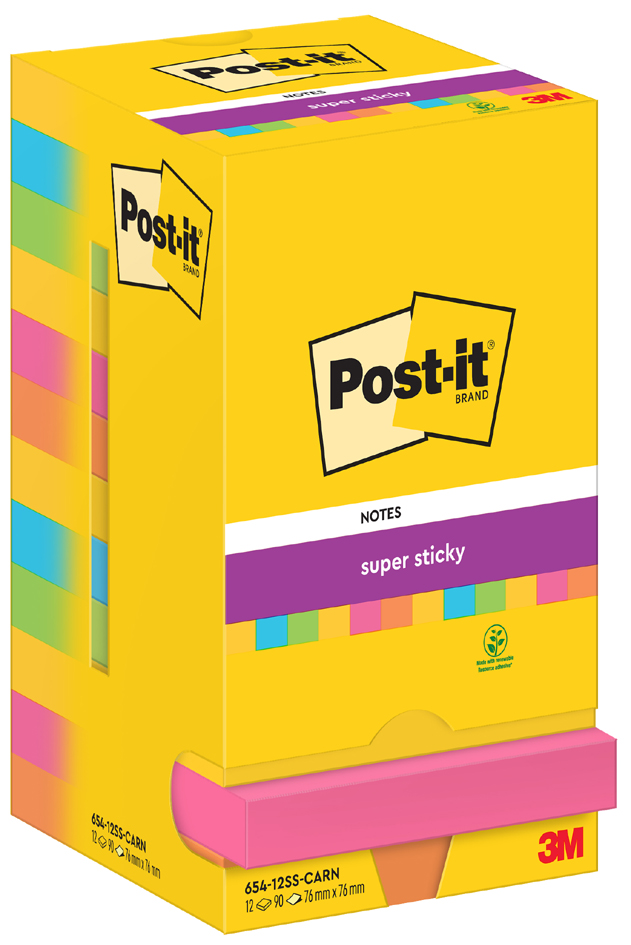 Post-it Super Sticky Notes Haftnotizen, 76 x 76 mm, Carnival von Post-It
