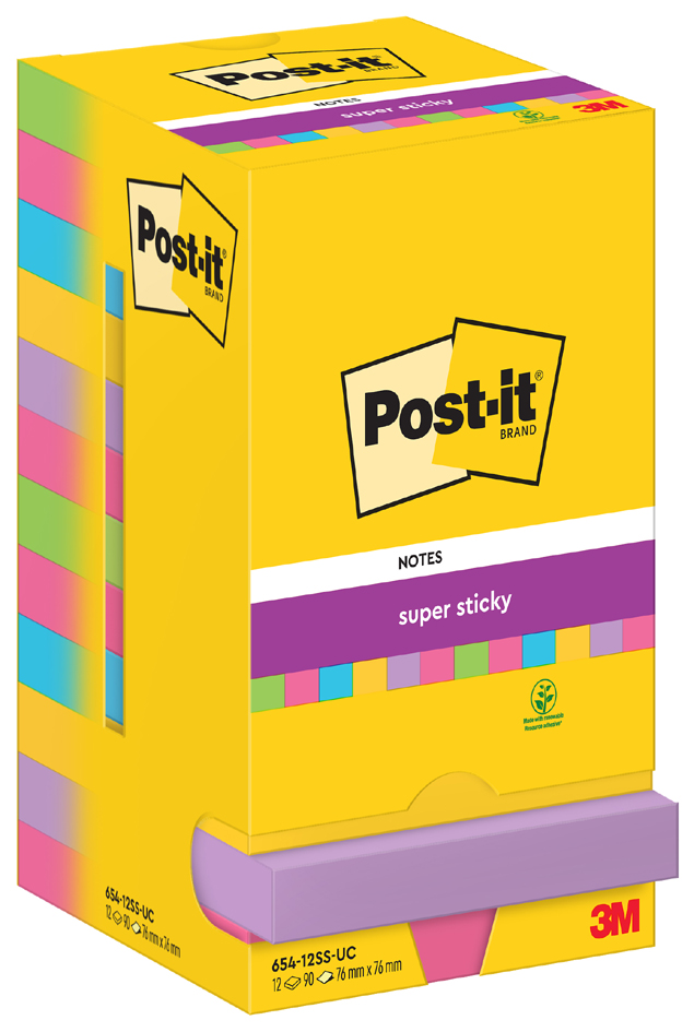 Post-it Super Sticky Notes Haftnotizen, 76 x 76 mm, farbig von Post-It