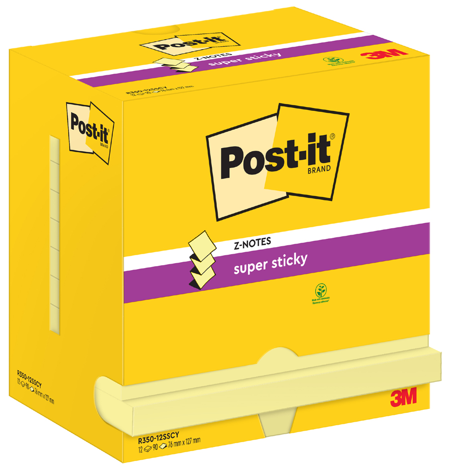 Post-it Super Sticky Z-Notes, 76 x 127 mm, kanariengelb von Post-It
