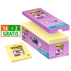 14 + 2 GRATIS: Post-it® Haftnotizen extrastark 654 gelb, 14 Blöcke + GRATIS 2 Blöcke von Post-it®