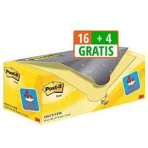 16 + 4 GRATIS: Post-it® Notes Haftnotizen Standard gelb 16 Blöcke + GRATIS 4 Blöcke von Post-it®