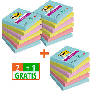 2 + 1 GRATIS: Post-it® Super Sticky Cosmic Haftnotizen extrastark farbsortiert 2x 6 Blöcke + GRATIS 1x 6 Blöcke von Post-it®