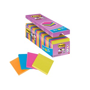 21 + 3 GRATIS: Post-it® Super Sticky Notes Haftnotizen Standard farbsortiert 21 Blöcke + GRATIS 3 Blöcke von Post-it®