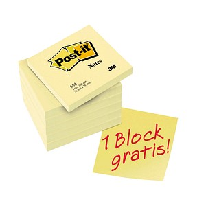 5 + 1 GRATIS: Post-it® Notes 654 Haftnotizen Standard gelb 5 Blöcke + GRATIS 1 Blöcke von Post-it®