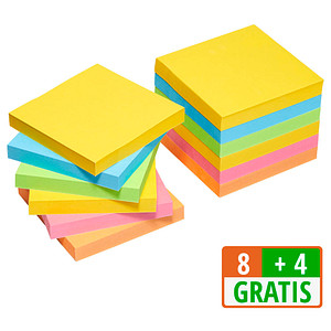 8 + 4 GRATIS: Post-it® Carnival Haftnotizen extrastark farbsortiert, 8 Blöcke + GRATIS 4 Blöcke von Post-it®