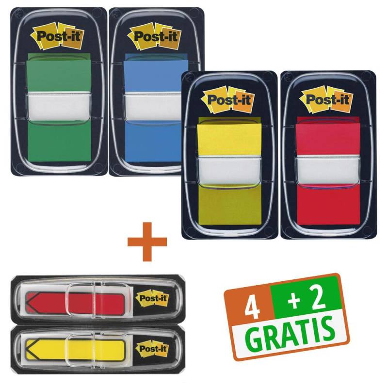 Post-it® Index Haftmarker farbsortiert 4x 50 Streifen + GRATIS 2x Index-Pfeil... von Post-it®