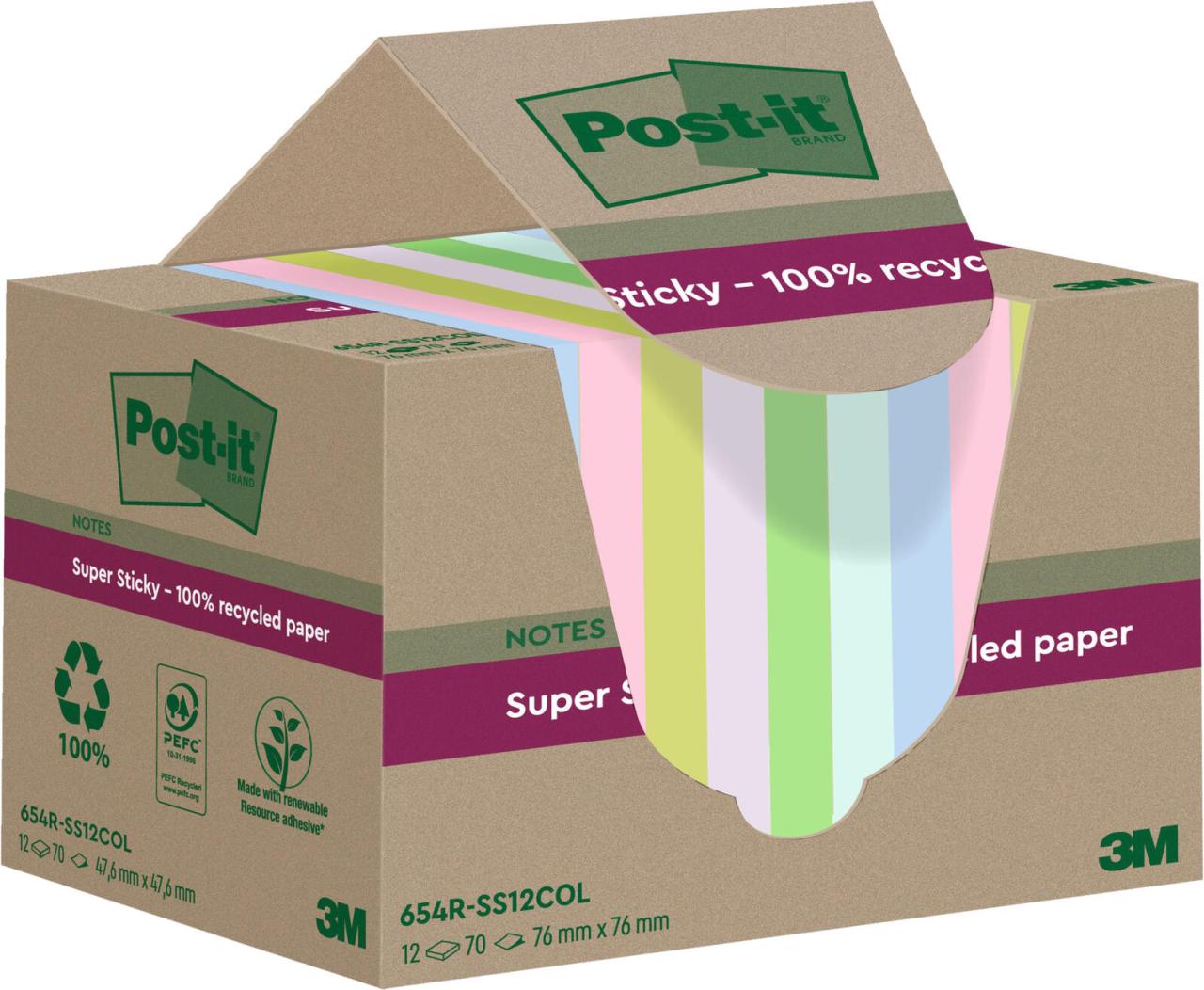 Post-it® Haftnotizen Post-it SuperSti bunt 7,6x7,6 farbsortiert von Post-it®