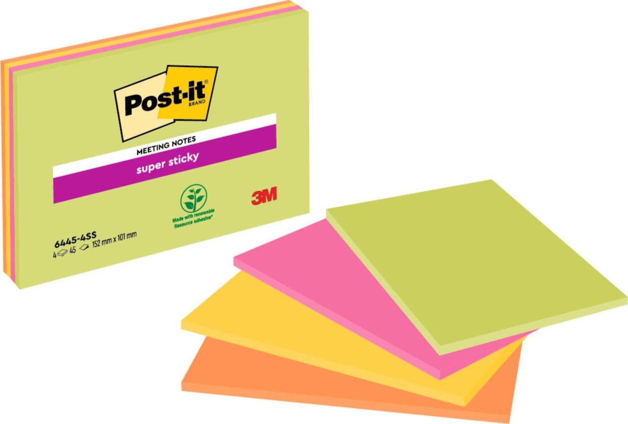 Post-it® Haftnotizen Super Sticky Meeting Notes farbsortiert von Post-it®