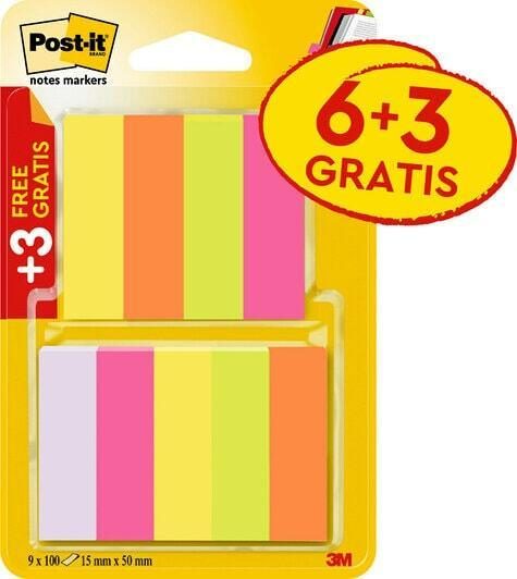 Post-it® Page Marker 6x 100 Blatt + 3 gratis - 15 x 50 mm - violett, neongrün... von Post-it®