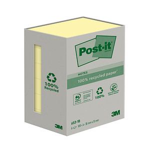 Post-it® Recycling Notes Haftnotizen 6531B gelb, 6 Blöcke von Post-it®