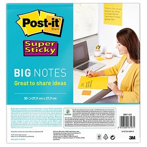 Post-it® Super Sticky Big Notes Jumbo-Haftnotizen extrastark BN11-EU gelb, 1 Block von Post-it®